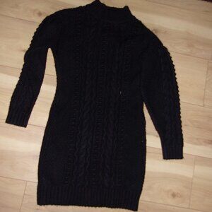 size extra small womens top sweater shirt black knit Long tunic